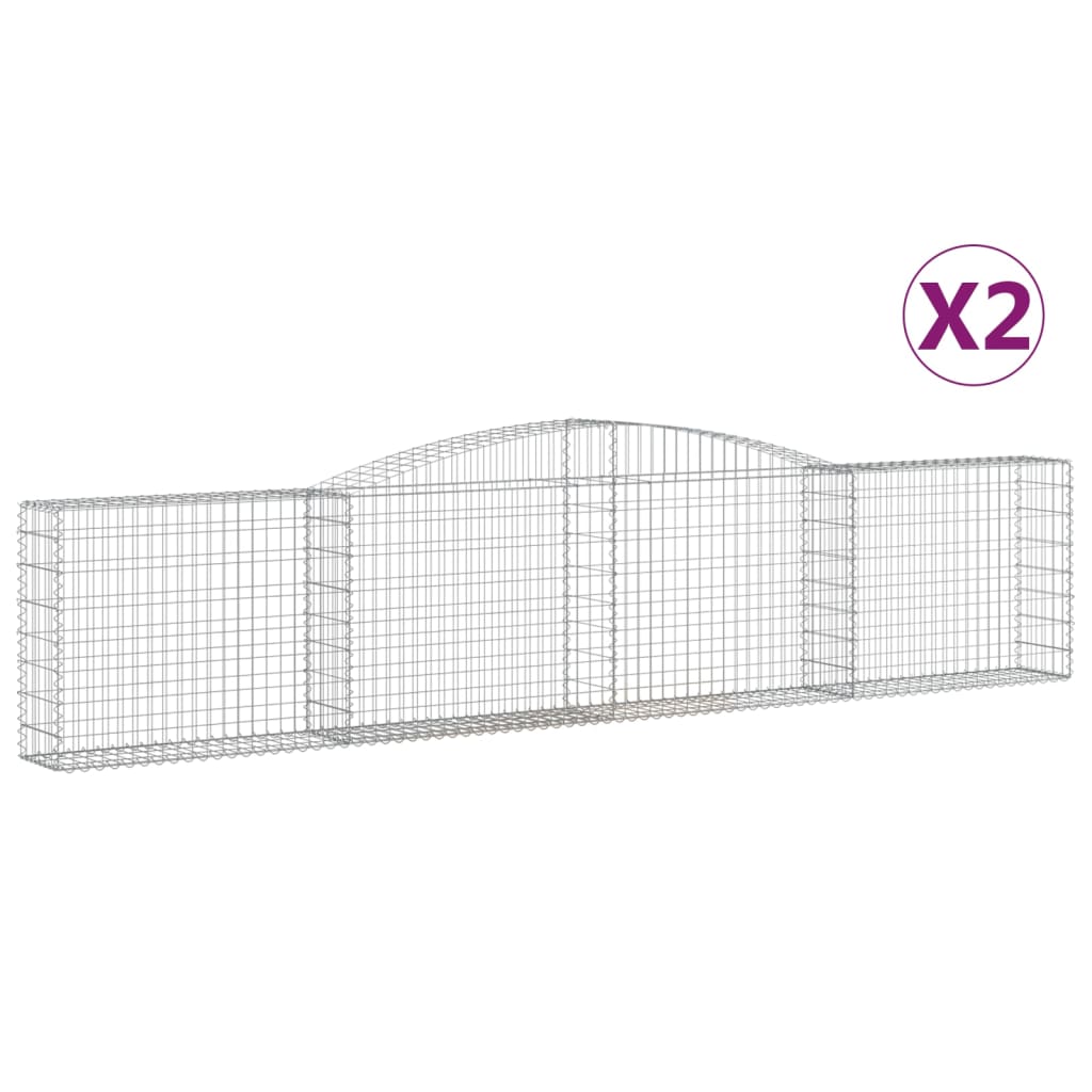 vidaXL Klenuté gabionové koše 2 ks 400x30x80/100 cm pozinkované železo