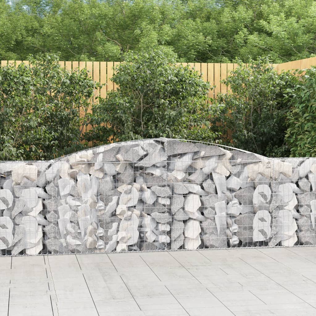 vidaXL Coșuri gabion arcuite 2 buc, 400x30x80/100 cm, fier galvanizat