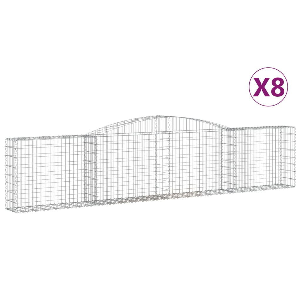 vidaXL Schanskorven 8 st gewelfd 400x30x80/100 cm ijzer