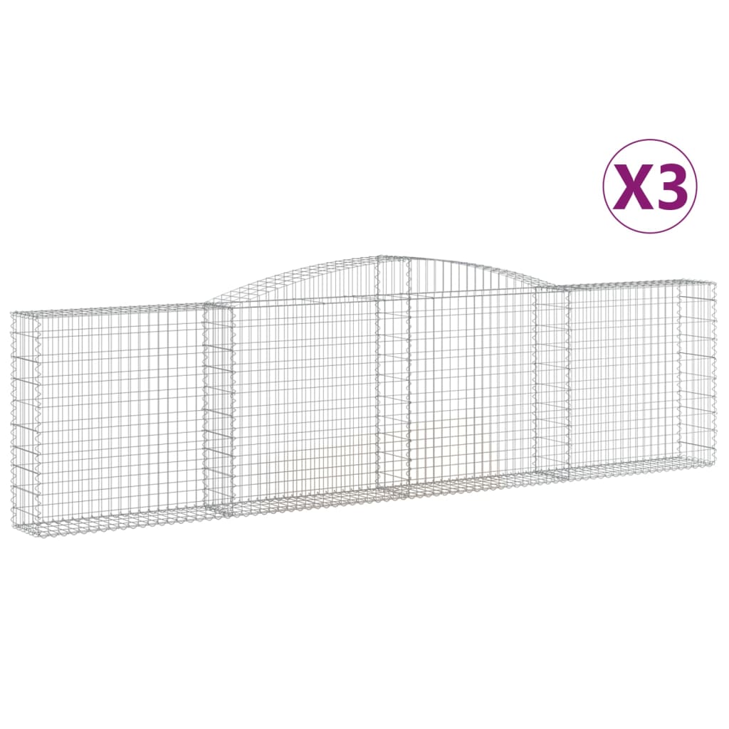 vidaXL Klenuté gabionové koše 3 ks 400x30x100/120cm pozinkované železo