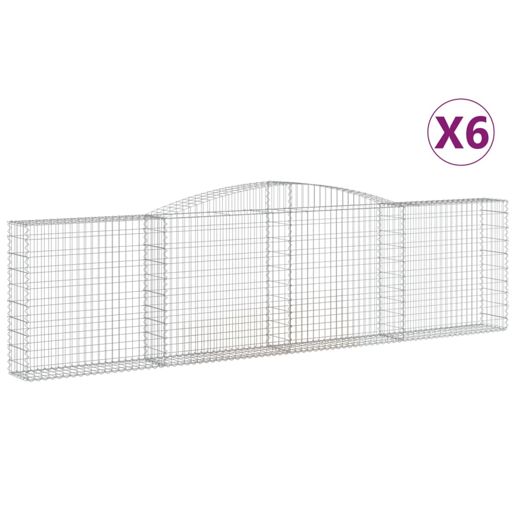 vidaXL Klenuté gabionové koše 6 ks 400x30x100/120cm pozinkované železo