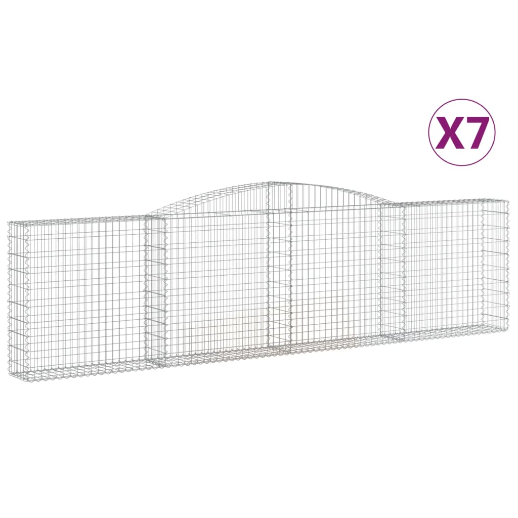 vidaXL Klenuté gabionové koše 7 ks 400x30x100/120cm pozinkované železo