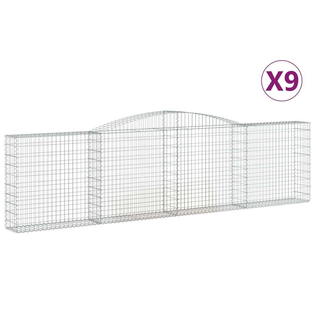 vidaXL Klenuté gabionové koše 9 ks 400x30x100/120cm pozinkované železo