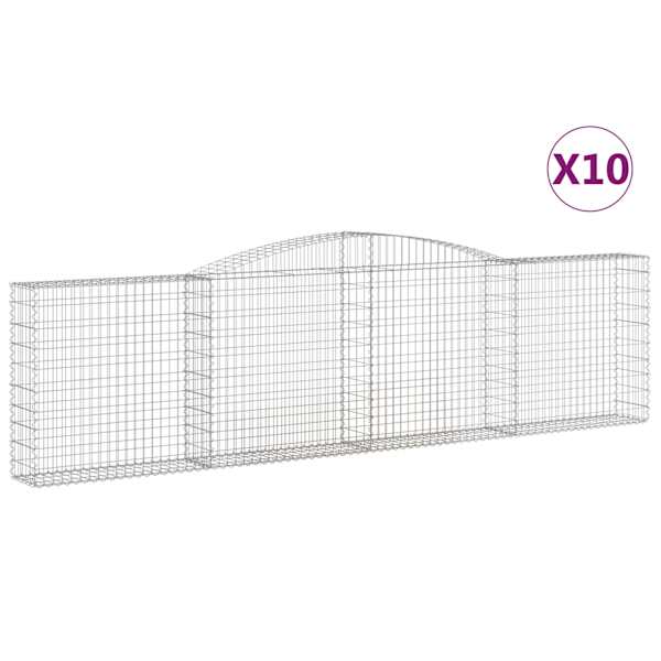 vidaXL kaarekujulised gabioonkorvid 10 tk, 400x30x100/120 cm, raud