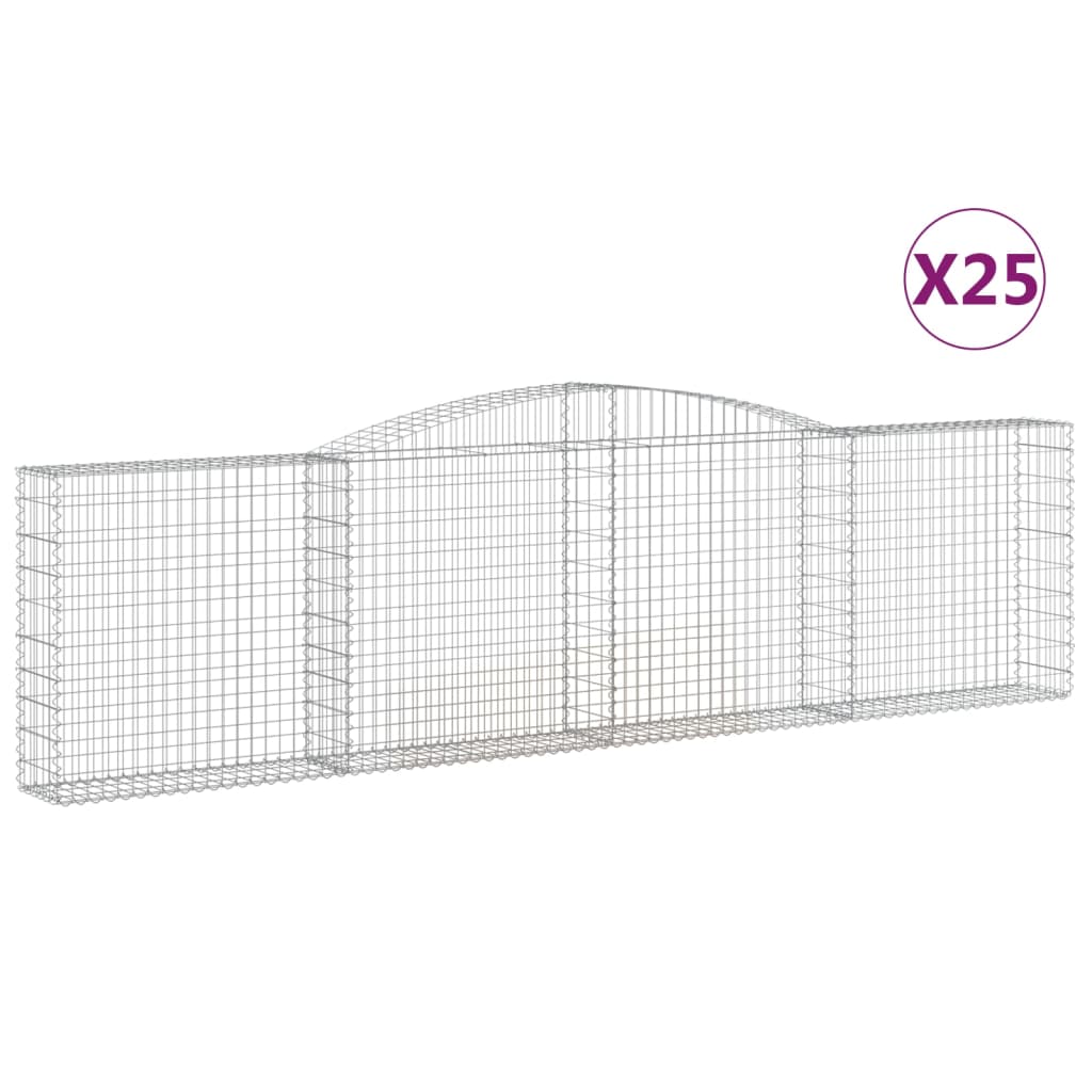 vidaXL Klenuté gabionové koše 25ks 400x30x100/120cm pozinkované železo