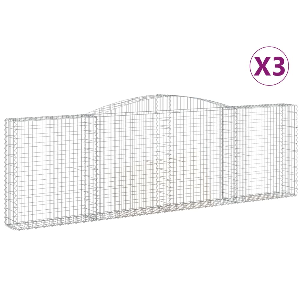 vidaXL Klenuté gabionové koše 3 ks 400x30x120/140cm pozinkované železo