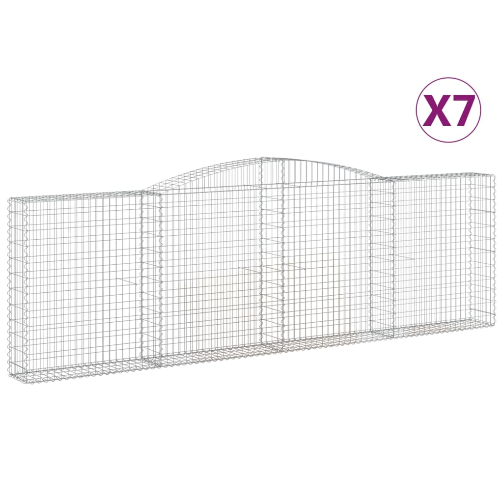 vidaXL Klenuté gabionové koše 7 ks 400x30x120/140cm pozinkované železo