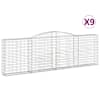 vidaXL kaarekujulised gabioonkorvid 9 tk, 400x30x120/140 cm, raud