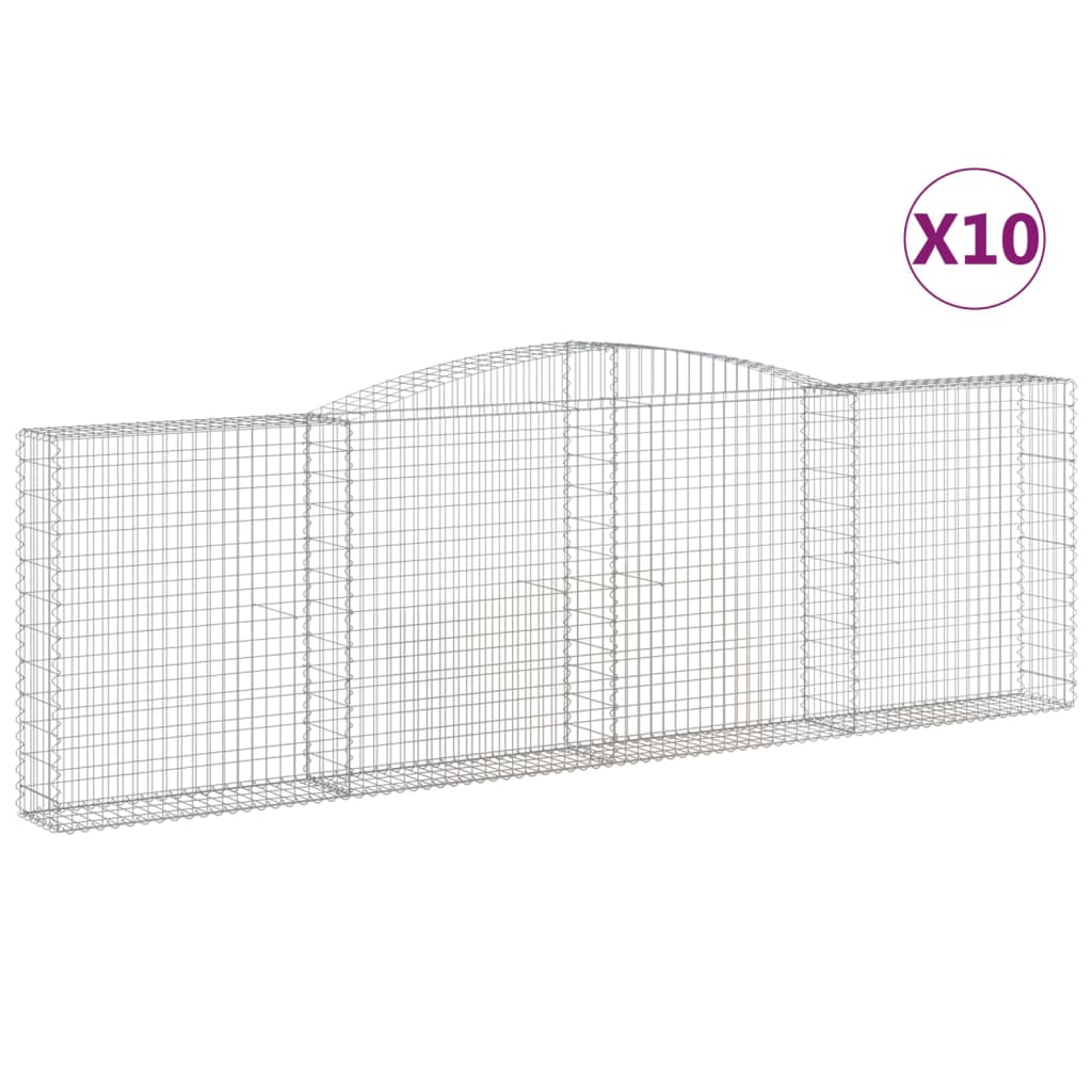 vidaXL Klenuté gabionové koše 10ks 400x30x120/140cm pozinkované železo