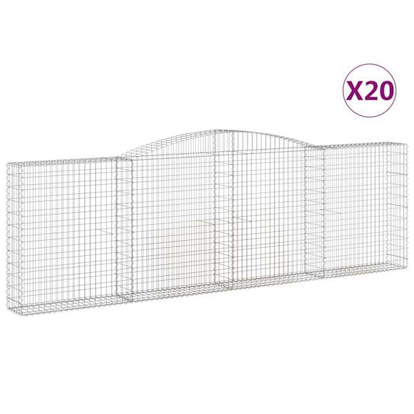 vidaXL kaarekujulised gabioonkorvid 20 tk, 400x30x120/140 cm, raud