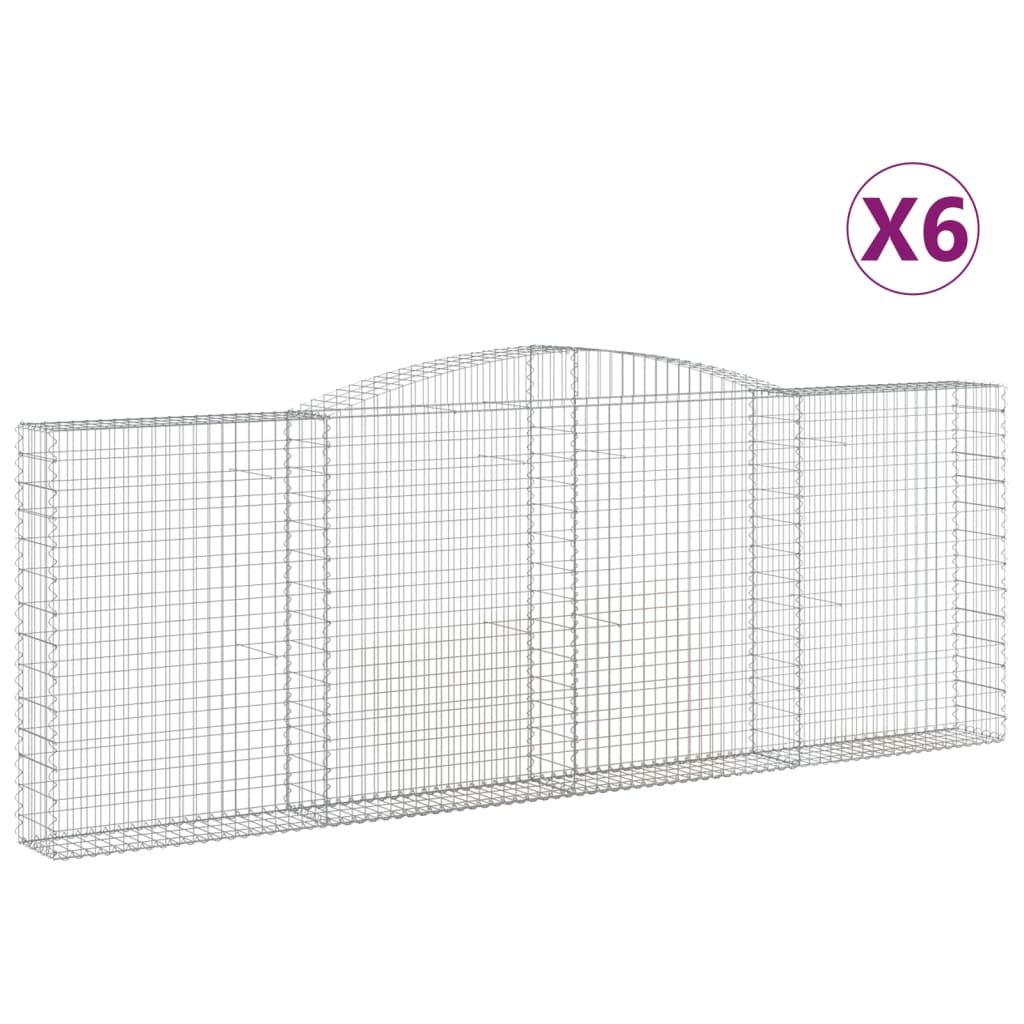 vidaXL Oblúkové gabionové koše 6 ks 400x30x140/160 cm pozink. železo