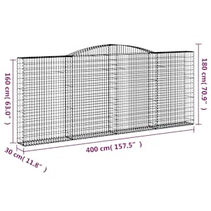 Klenuté gabionové koše 3 ks 400x30x160/180cm pozinkované železo - obrázek 6