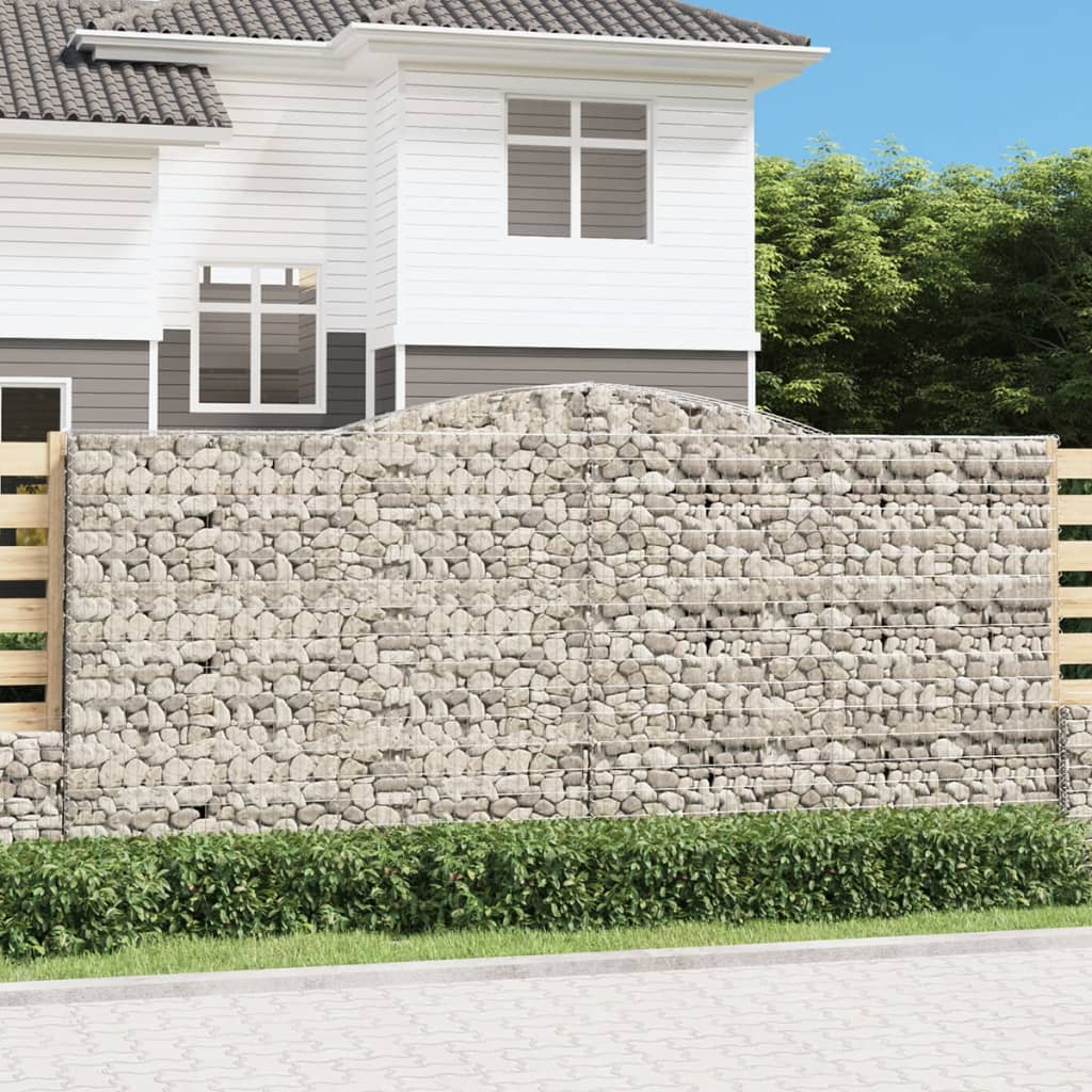 vida XL Gabionen mit Hochbogen 3 Stk. 400x 30x 180/200cm Verzinktes Eisen