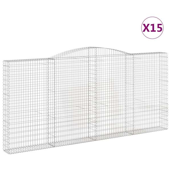 vidaXL kaarekujulised gabioonkorvid 15 tk, 400x30x180/200 cm, raud
