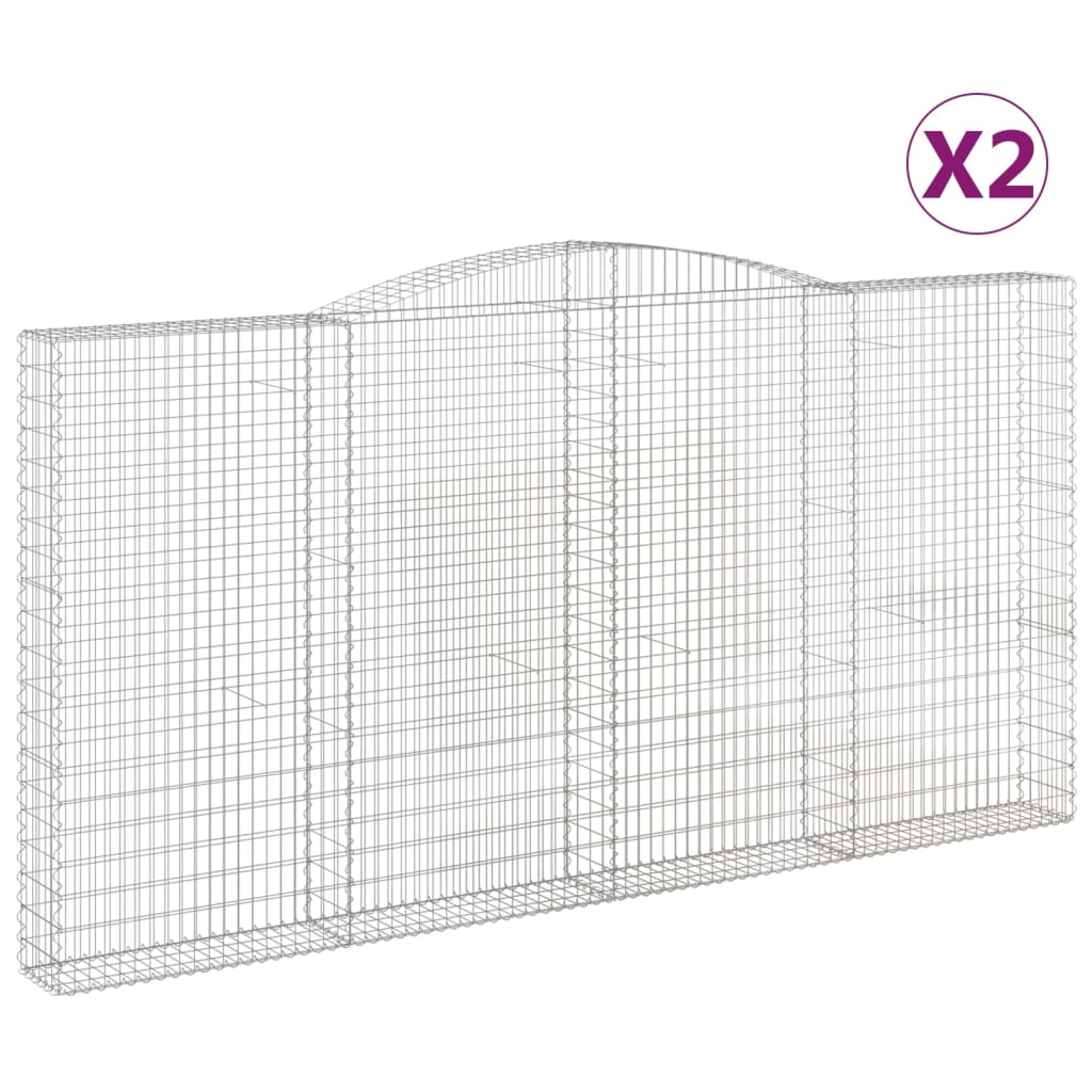 vidaXL Klenuté gabionové koše 2 ks 400x30x200/220cm pozinkované železo