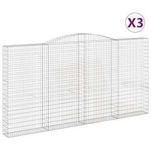 Klenuté gabionové koše 3 ks 400x30x200/220cm pozinkované železo - obrázek 2