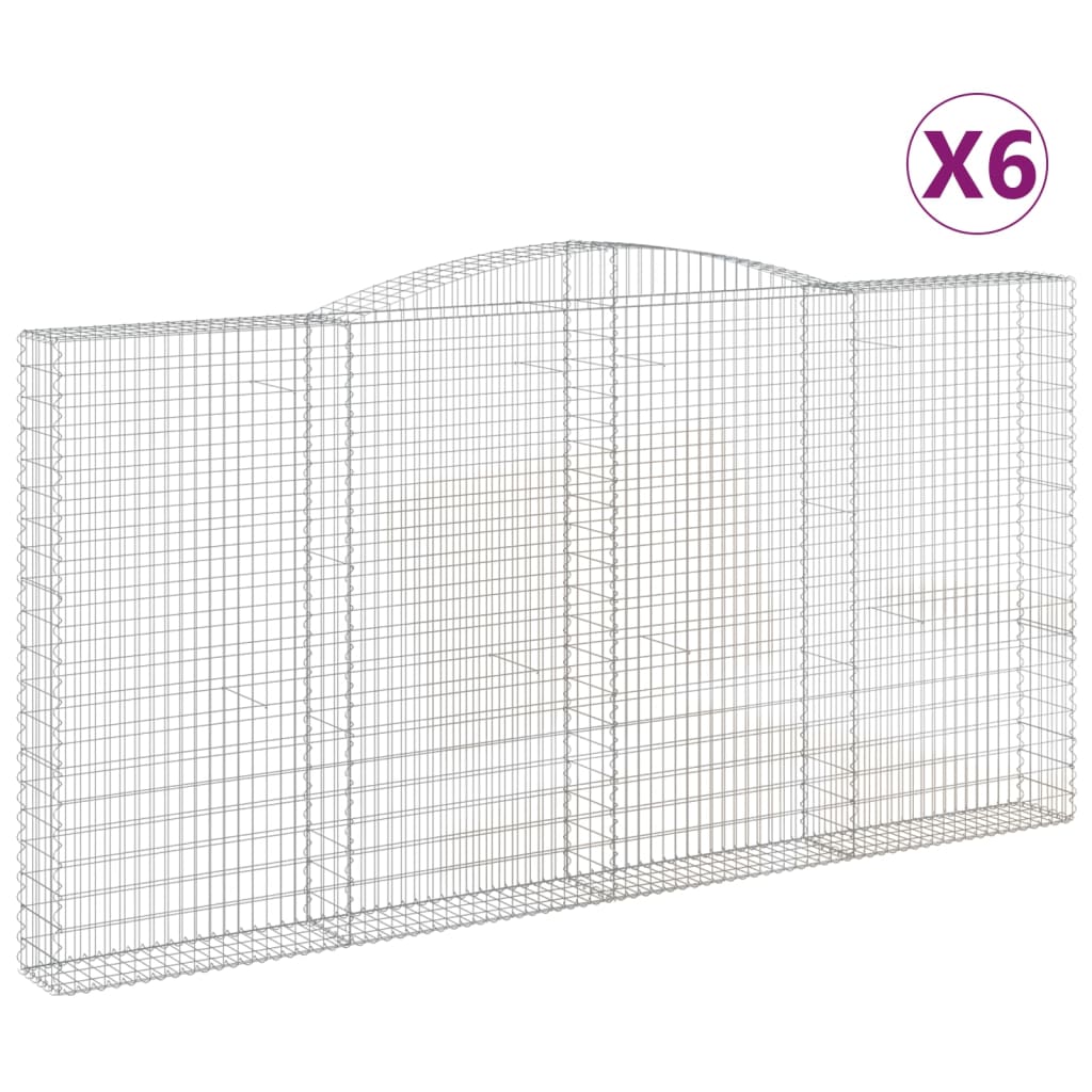 vidaXL Klenuté gabionové koše 6 ks 400x30x200/220cm pozinkované železo