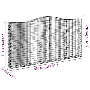 Klenuté gabionové koše 7 ks 400x30x200/220cm pozinkované železo - obrázek 6