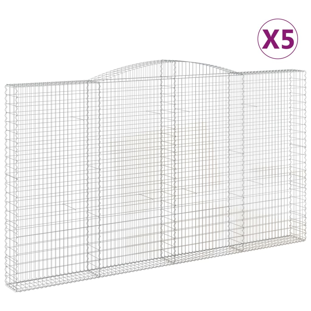 vidaXL Klenuté gabionové koše 5 ks 400x30x220/240cm pozinkované železo