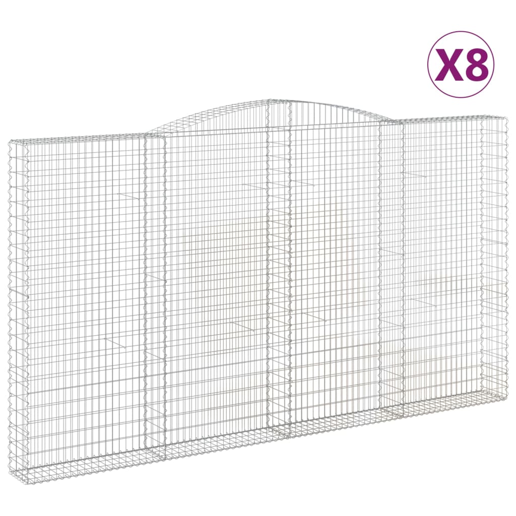 vidaXL Oblúkový gabionový kôš 8 ks 400x30x220/240cm pozinkované železo
