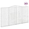 vidaXL kaarekujulised gabioonkorvid 9 tk, 400x30x220/240 cm, raud