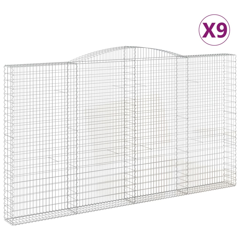 vidaXL Oblúkový gabionový kôš 9 ks 400x30x220/240cm pozinkované železo