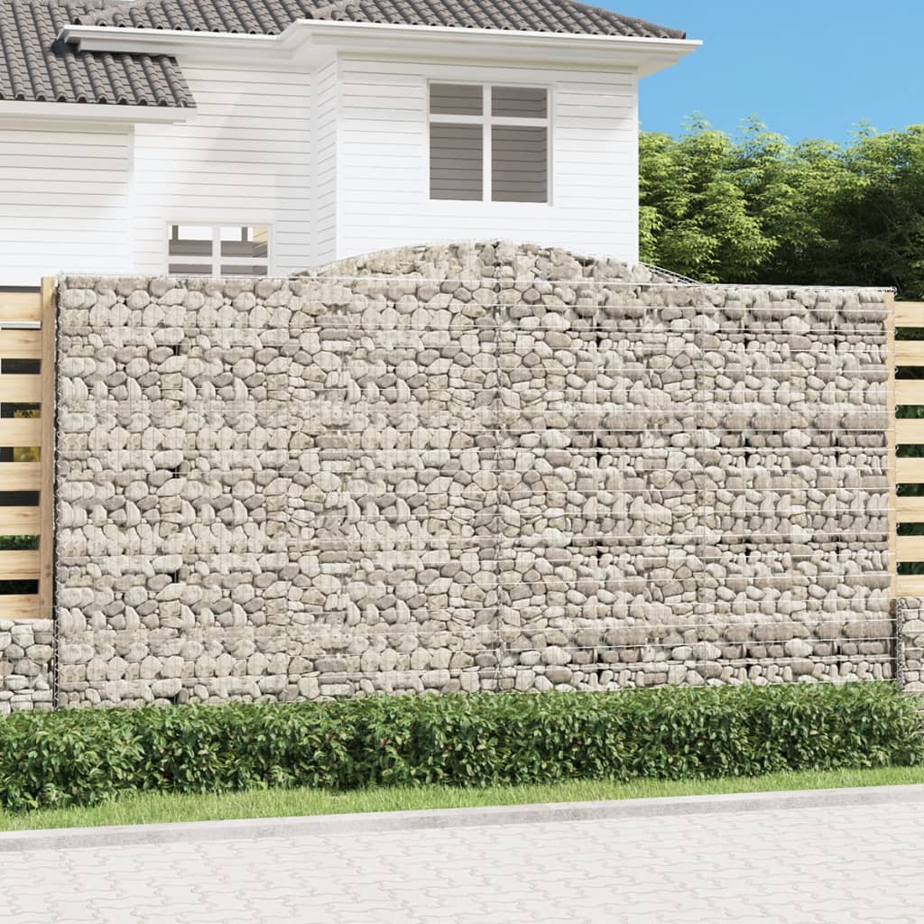 vidaXL Gabionen mit Hochbogen 9 Stk. 400x30x220/240cm Verzinktes Eisen