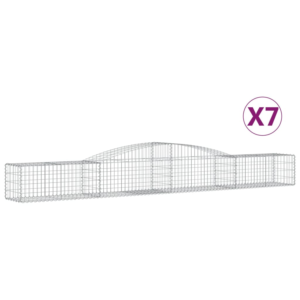 vidaXL Klenuté gabionové koše 7 ks 400x50x40/60 cm pozinkované železo