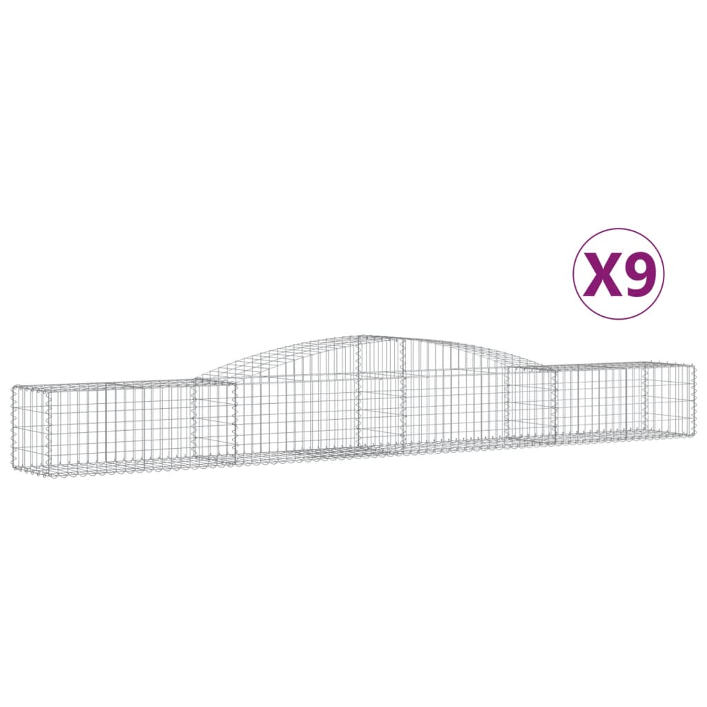 vidaXL Klenuté gabionové koše 9 ks 400x50x40/60 cm pozinkované železo