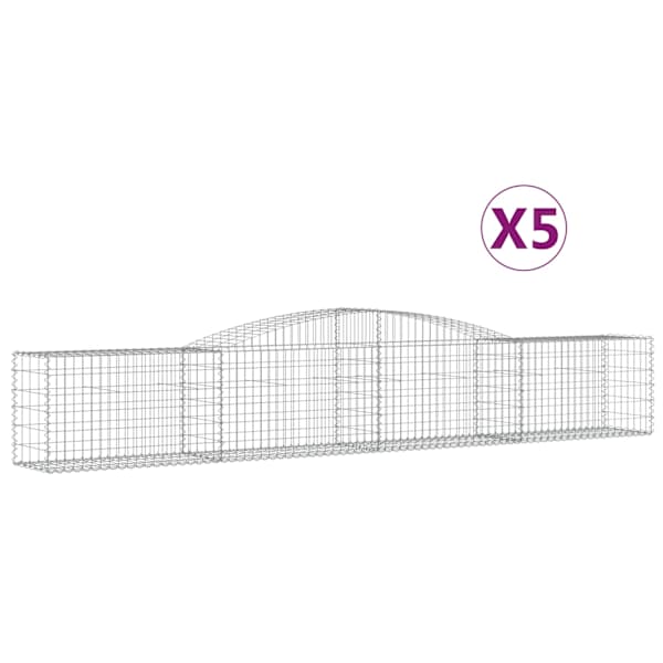 vidaXL kaarekujulised gabioonkorvid 5 tk, 400x50x60/80 cm, raud