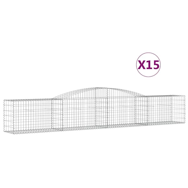 vidaXL kaarekujulised gabioonkorvid 15 tk, 400x50x60/80 cm, raud