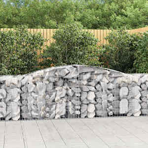 Obokane gabion košare 2 kosa 400x50x80/100 cm pocinkano železo