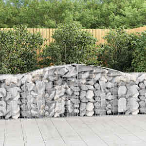 Obokane gabion košare 5 kosov 400x50x80/100 cm cinkano železo