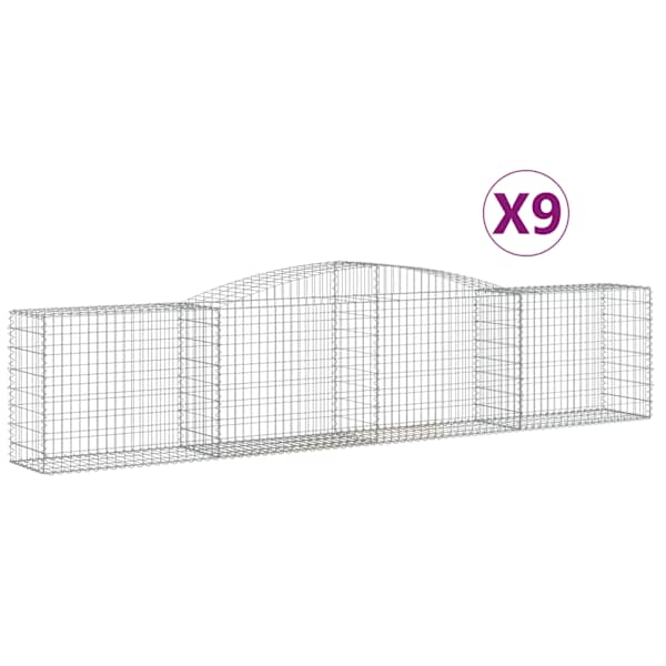 vidaXL kaarekujulised gabioonkorvid 9 tk, 400x50x80/100 cm, raud