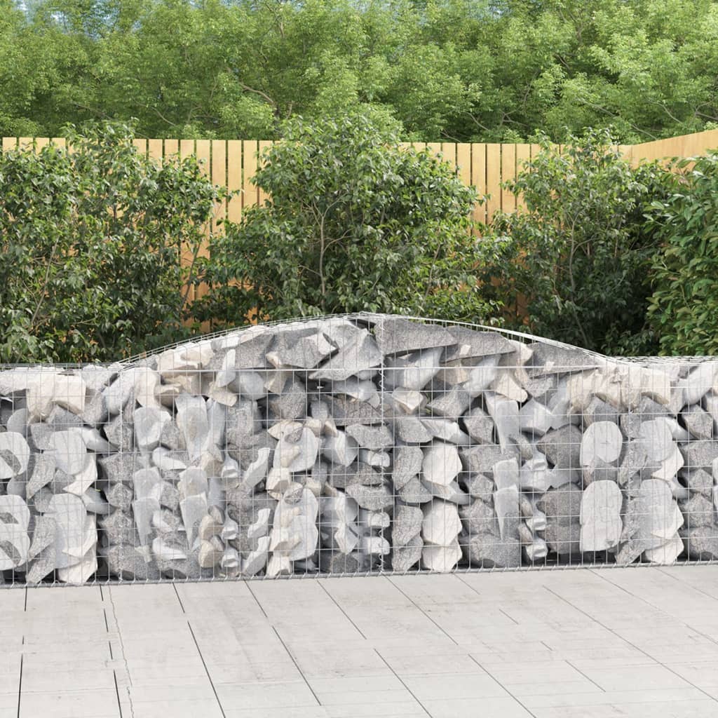 vida XL Gabionen mit Hochbogen 10 Stk. 400x 50x 80/100cm Verzinktes Eisen