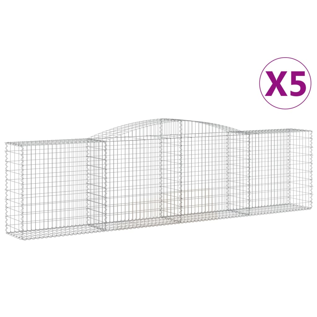 vidaXL Klenuté gabionové koše 5 ks 400x50x100/120cm pozinkované železo