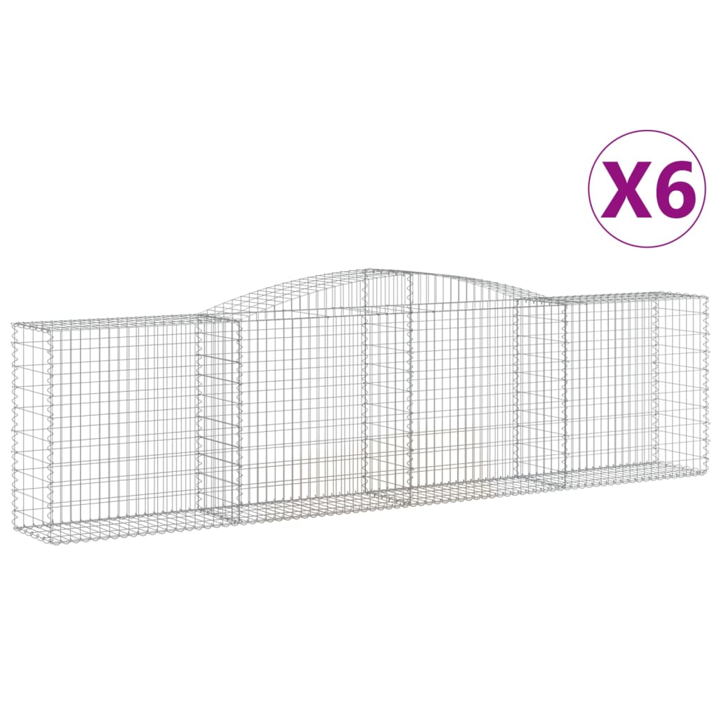 vidaXL Oblúkové gabiónové koše 6ks 400x50x100/120cm pozinkované železo