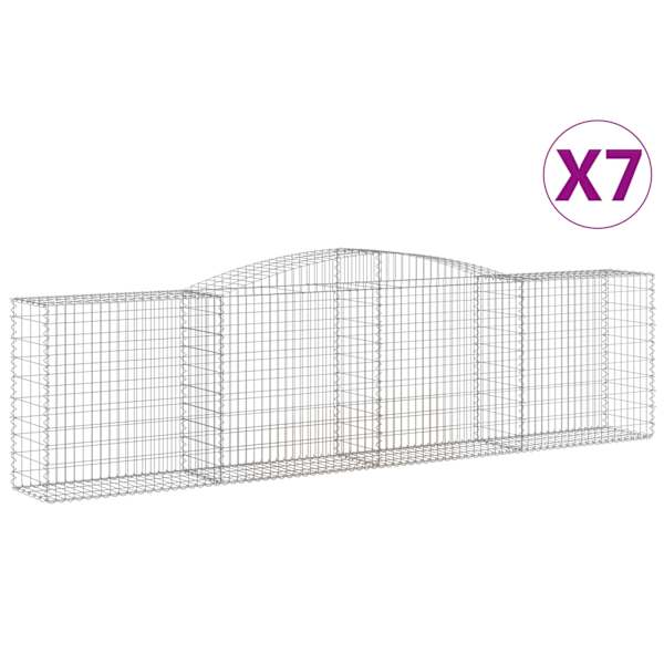 vidaXL kaarekujulised gabioonkorvid 7 tk, 400x50x100/120 cm, raud