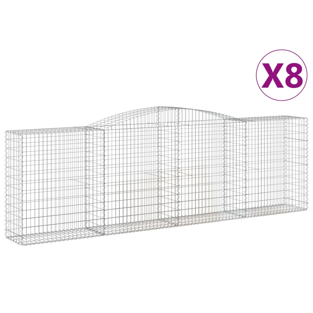 vidaXL Klenuté gabionové koše 8 ks 400x50x120/140cm pozinkované železo