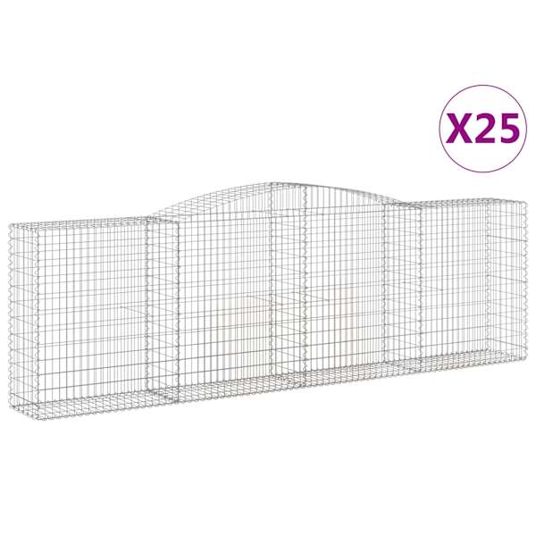 vidaXL kaarekujulised gabioonkorvid 25 tk, 400x50x120/140 cm, raud