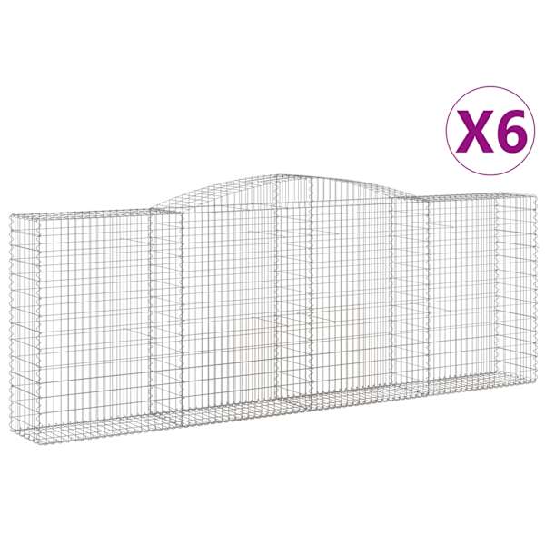 vidaXL kaarekujulised gabioonkorvid 6 tk, 400x50x140/160 cm, raud