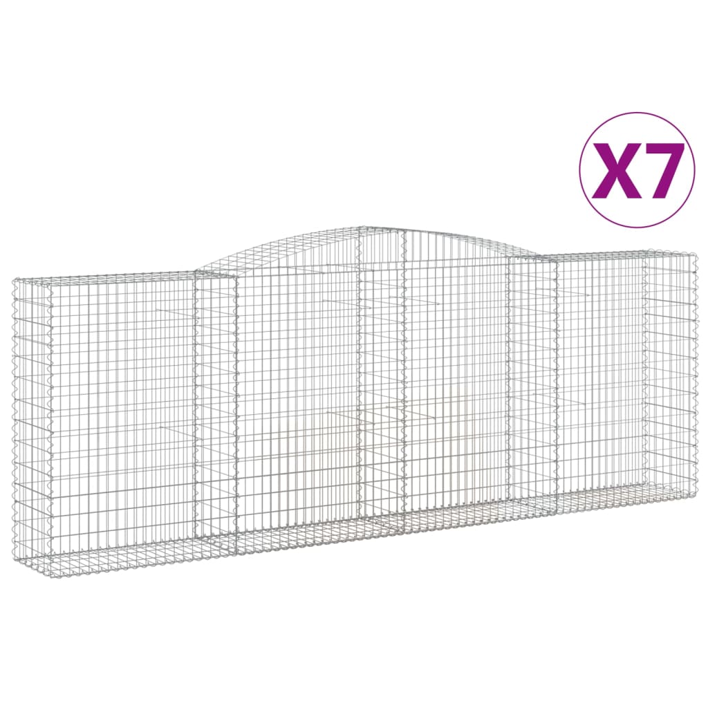 Levně vidaXL Klenuté gabionové koše 7 ks 400x50x140/160cm pozinkované železo