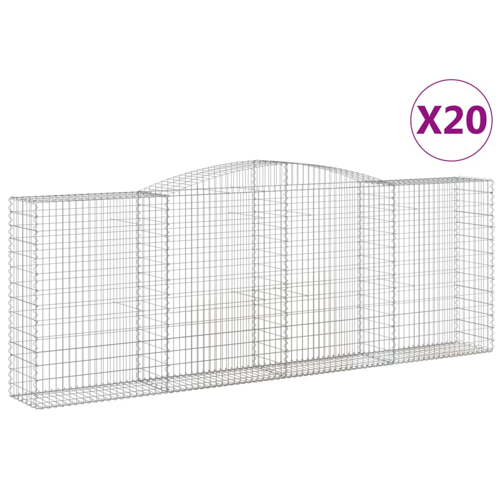 Thumbnail - vidaXL Gabionen mit Hochbogen 20 Stk 400x50x140/160cm Verzinktes Eisen