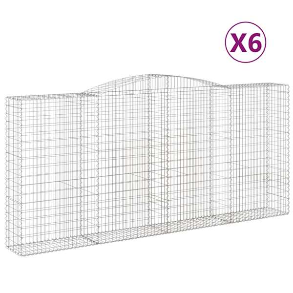 vidaXL kaarekujulised gabioonkorvid 6 tk, 400x50x180/200 cm, raud