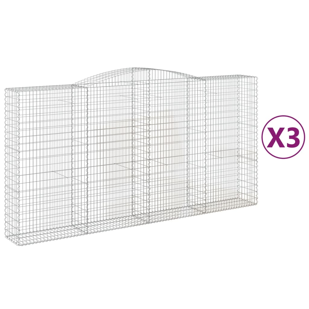 vidaXL Klenuté gabionové koše 3 ks 400x50x200/220cm pozinkované železo