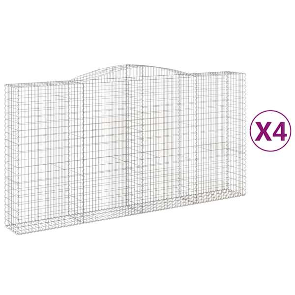 vidaXL kaarekujulised gabioonkorvid 4 tk, 400 x 50 x 200/220 cm, raud