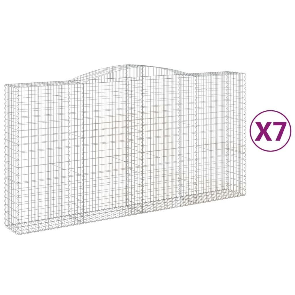 Thumbnail - vidaXL Gabionen mit Hochbogen 7 Stk. 400x50x200/220cm Verzinktes Eisen