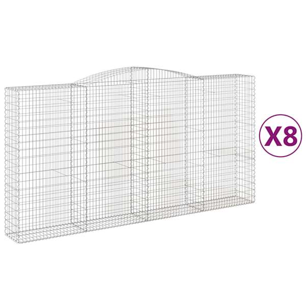 vidaXL kaarekujulised gabioonkorvid 8 tk, 400 x 50 x 200/220 cm, raud