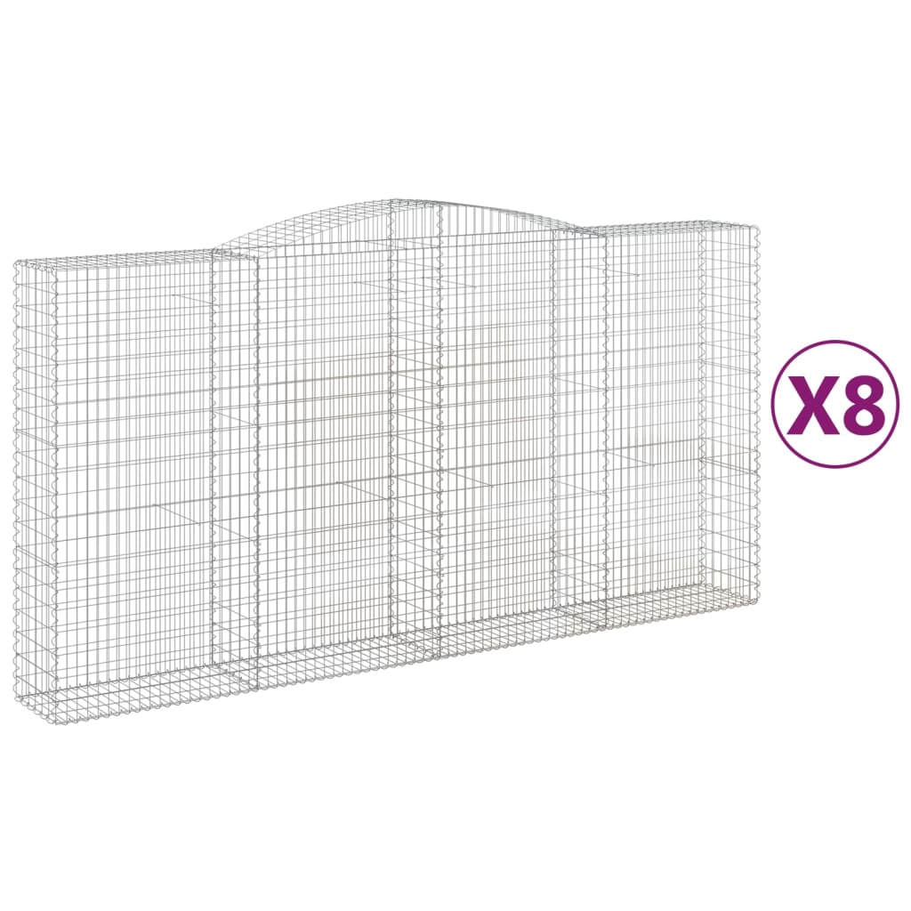 vidaXL Oblúkový gabionový kôš 8 ks 400x50x200/220cm pozinkované železo