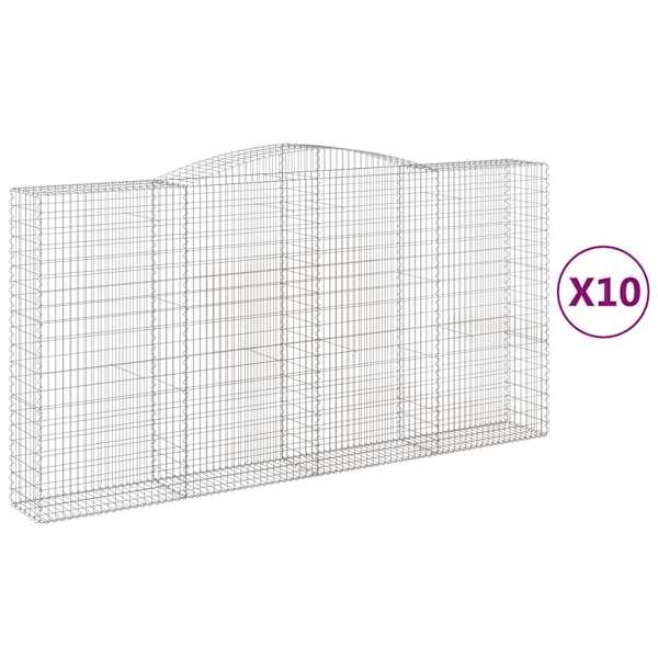 vidaXL kaarekujulised gabioonkorvid 10 tk, 400x50x200/220 cm, raud